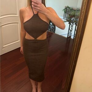 White Fox brown midi dress